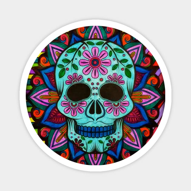 Day of the Dead Flower Skull Magnet by ARTWORKandBEYOND